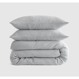 Quince Organic Airy Gauze Duvet Cover Set Twin Mist Light Blue Cotton w/ Shams